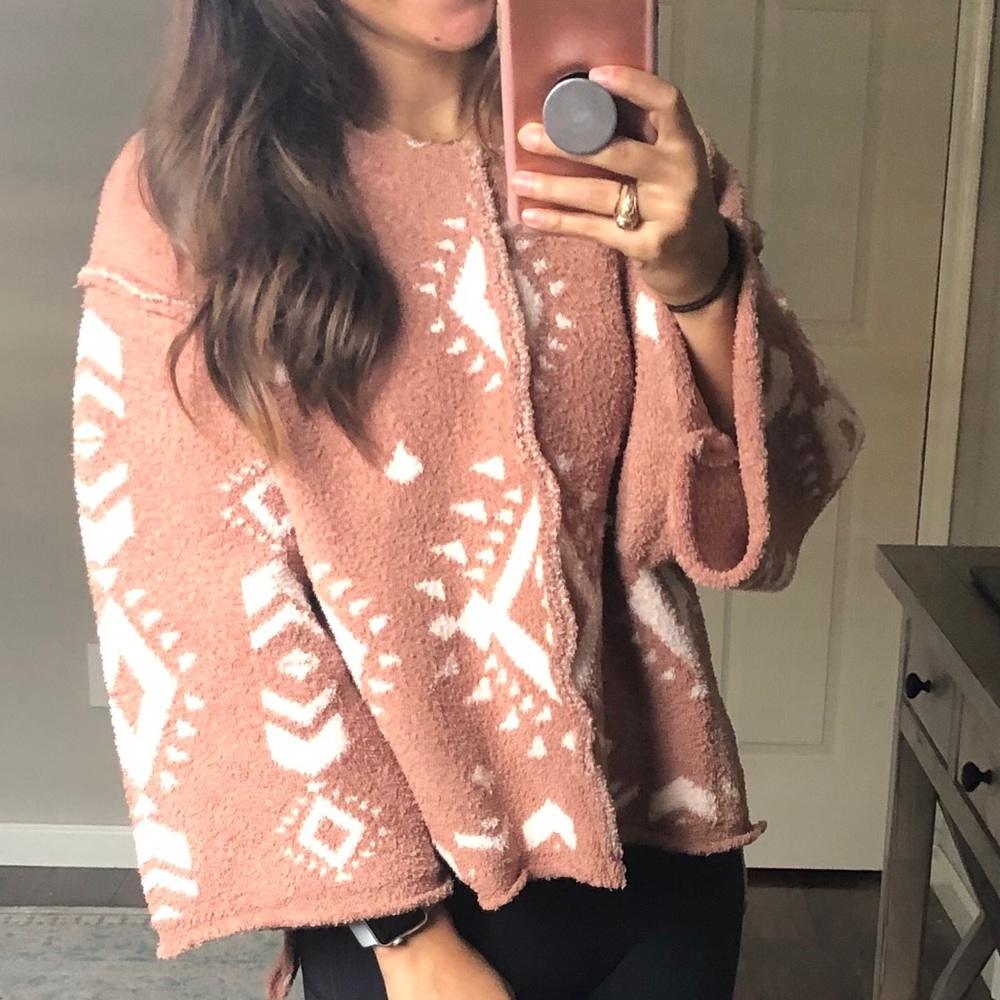 Cropped sherpa Aztec sweater